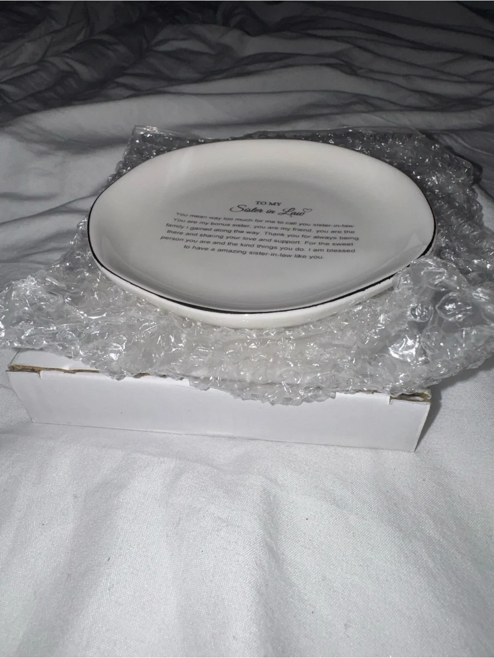 Elegant White 'Sister-in-Law' Decorative Plate